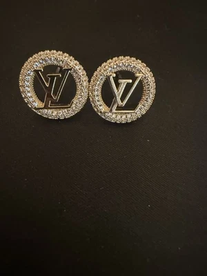 Louis Vuitton Med Size gold Tone stud style Crystal Earrings  - Image 1 of 2