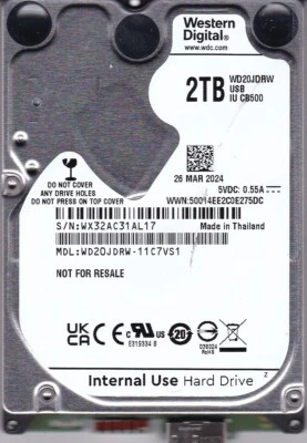 WD20JDRW-11C7VS1 s/n: WX32AC  MAR/2024 Thailand 2TB USB 3.0 2.5" WESTERN DIGITAL - Image 1 of 4