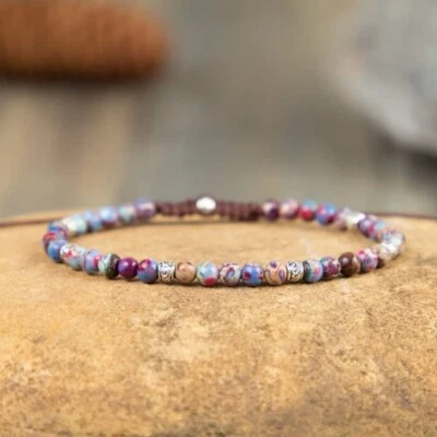4mm Sea Sediment Jasper Beads Natural Gemstone Healing Boho Bracelet Handmade - Image 1 of 4