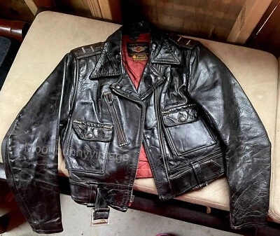 Chaqueta de cuero de caballo Harley Davidson Cycle Queen años 40 50 Moto XS Motociclista Punk Foto 1 de 4