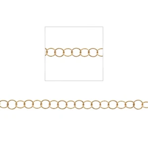 14kt Gold Filled, Gold geflochtene runde Gliederkette, 1 Fuß, Kette am Fuß, GF678 - Bild 1 von 2