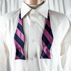 THE AMERICAN Magenta Pink Navy Blue Striped Assorted Bowtie 34"L x 2.5"W - Picture 1 of 4