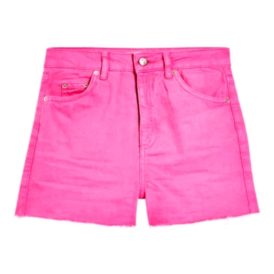 Topshop Mujer Caliente Rosa Alto Moto Corte Mamá Jean Pantalones Cortos Verano Talla 12 Nuevo Foto 1 de 4