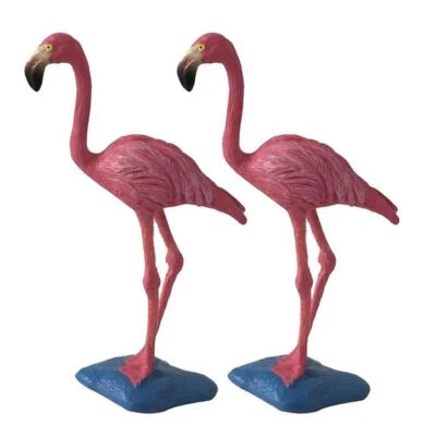 2 Pieces Animals Birds Model Figurine Statue Sculpture Toy Red Flamingo - image 1 of 4