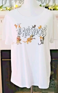 Disney Aristocats Damen Grafik T-Shirt Oberteil Weiß Kurzarm Rundhals XL - Bild 1 von 9