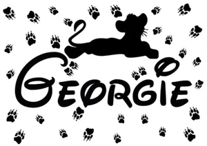 PERSONALISED DISNEY STYLE CUSTOM NAME VINYL STICKER DECAL LION KING 2 Kids Room - Picture 1 of 13