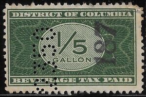 1934 US District of Columbia Beverage Wine tax REVENUE 1/5 GALLON used PERFIN
