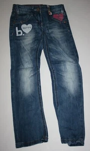 Used Next UK Girls 116 6 year Pants Bottoms Denim Blue Jeans Happy Heart - Picture 1 of 3