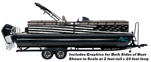 Grayscale Distressed American Flag Decal Graphic Wrap Pontoon Fishing Bass Boat - Picture 1 of 1