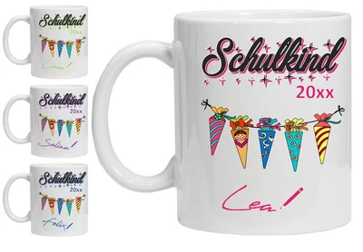 KREATIVSTUDIO87 Tasse Schulkind 2021 Einschulung Geschenk Junge Mädchen PERSONALISIERT NAME