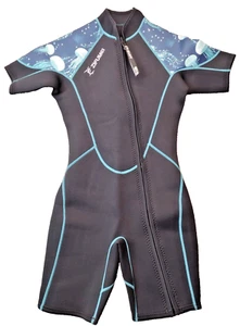 Zifumei Women Size XSMALL black/blue short wet suit wetsuit Zip NEW NO TAGS - Picture 1 of 10