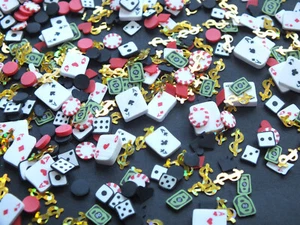 10g Poker Night Hearts Spade Club Dollars Playing Cards Clay Glitter Sequin Nail - Picture 1 of 1
