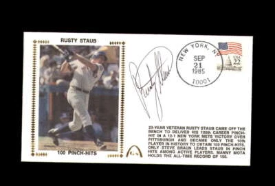 Rusty Staub PSA DNA Signed FDC 1985 First Day Cover Cache 100 Pinch Hits Auto - Image 1 of 2