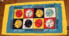 Vintage Franco Beach Co Cat Multicolor Towel Block Red Yellow Blue White 90s