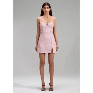 NEU Self-Portrait rosa Boucle Strass Detail Minikleid Größe 2 - Bild 1 von 8
