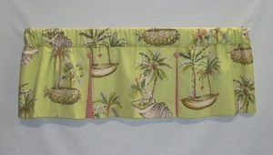 Curtain Valance  Tropical Lime Pink Tent Flap Cotton Topper Lined   - Picture 1 of 2