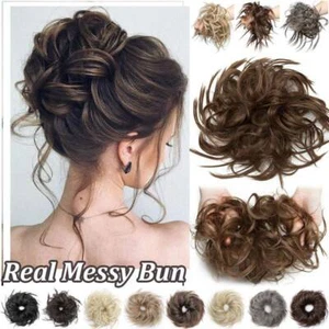 100% REAL Messy Bun Scrunchie Hair Extensions Ponytail As Human Hair Piece Brown - Picture 1 of 31