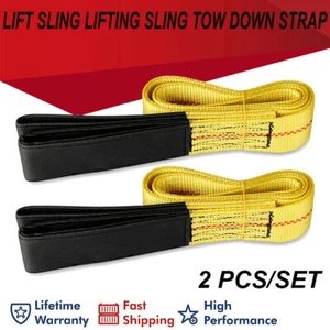 2x Lifting Slings Heavy Duty Webbing 2" x 6' FLAT Nylon Web Sling Lift Tow Strap - Picture 1 of 8