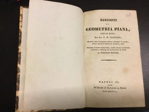 Elementi di geometria piana,solida,trigonometria piana e sferica- Legendre 1837 - Imagen 1 de 4