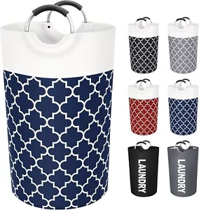 Large Collapsible Laundry Hamper with Handles, Waterproof Storage Bin 82L Blue - Picture 1 of 7