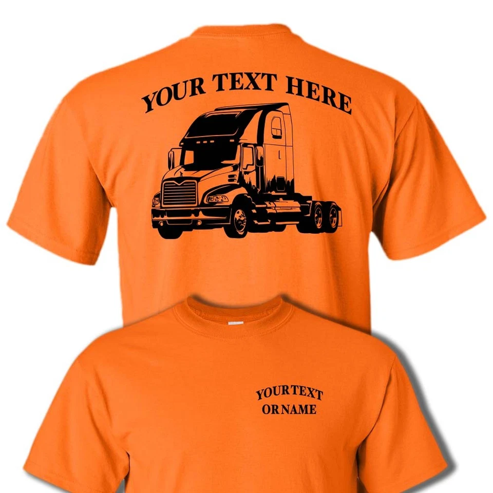 MACK PINNACLE SLEEPER SEMI TRUCK -PERSONALIZED CUSTOM COTTON T-SHIRT #BR006 - Imagem 1 de 1