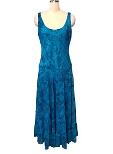 VTG 90’s Y2K Jones New York Cottagecore Maxi Dress Paisley Tiered Blue Sz 14 - Picture 1 of 10