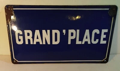 plaque émaillée ancienne bombée Grand place 45 x 25 cm - Photo 1/3