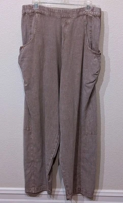 Pantalones informales estilo RD para mujer mezcla de lino pierna ancha topo talla GRANDES NUEVOS CON ETIQUETAS Foto 1 de 4