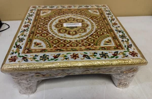 Pooja Chowki Floral Design Diwali Pooja Chownki Decor for Pooja Room 14"X5"X14" - Picture 1 of 15