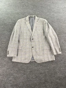 Tasso Elba Sport Coat Extra Large 45-47 Gray Linen Cotton Windowpane Summer - Picture 1 of 14