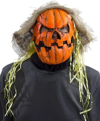 Adult Halloween  Pumpkin Mask Men`s Scary Jack-O-Lantern Black Light Glow Mask - Image 1 of 4