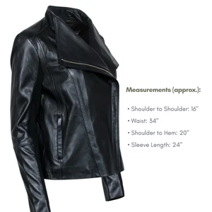 Halogen Genuine Leather Moto Jacket XS Black Biker Ribbed Sleeves MSRP $299 - Picture 1 of 9