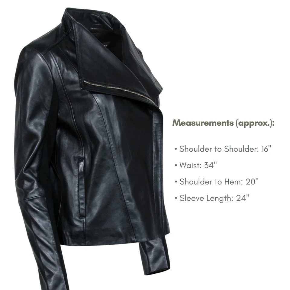 Halogen Genuine Leather Moto Jacket XS Black Biker Ribbed Sleeves MSRP $299 - Image 1 of 4