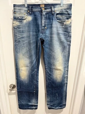 $398 PRPS GOODS BARRACUDA SHANGRI LA DISTRESSED VINTAGE PAINTED JEAN 34 W36X33L - Image 1 of 4