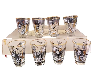 VTG Libbey Glass Hostess Set Musical Instrument Low Ball Glasses Barware MCM - Picture 1 of 5