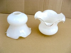 Wavy edged white glass lamp shade, gold edge Small Delicate Frilly 5 available - Picture 1 of 1