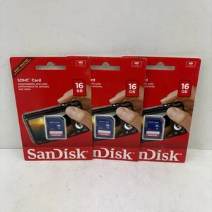 Set Of 3 SanDisk 16GB Class 4 SD SDHC Flash Memory Card 16G SDSDB-016G-A46C New - Picture 1 of 4