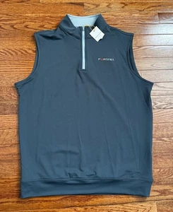 New Peter Millar Galway Stretch Loop Terry 1/4 Zip Vest Mens Medium Gray Golf - Picture 1 of 8