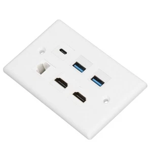 6 Port Wall Plate 2Xhd Multimedia Interface 2Xusb3.0 1Xtype C 1Xcat6 Ether IDM - Afbeelding 1 van 12
