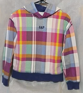 Gap Kids Girls Plaid Hoodie Pullover Size Large Multicolor - Picture 1 of 7