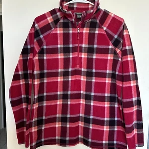 Eddie Bauer Damen Fleece 1/4 Reißverschluss Small - dunkelbeere kariert Gr. Medium - Bild 1 von 8
