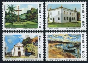 Brazil 1505-1508, MNH. Mi 1592-1595. Porto Seguro, 1977. Churchyard Cross,Chapel - Picture 1 of 1