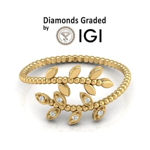 Diamond Wrap Ring Women Spiral 14K Gold 0.02 Ct IGI Certified Lab Grown VS1/G - Picture 1 of 10