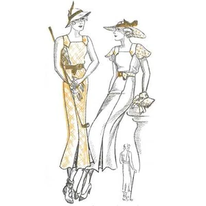 30s Pattern – Midi Dress, Tab or Butterfly Sleeves - Bust=38” (96.5cm) - Picture 1 of 3