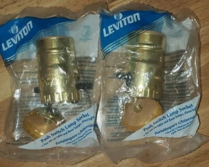 Lotvof 2 Leviton Shell Lamp Holder Aluminum Medium Base 6098-PG - Picture 1 of 3