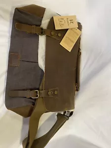 Bolso mensajero portátil Kattee vintage de lona 14"" cuero/lona nuevo - Imagen 1 de 11