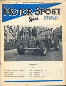 MOTOR SPORT magazine December 1943 VERY GOOD CONDITION - MORE AVAILABLE!! - Picture 1 of 1