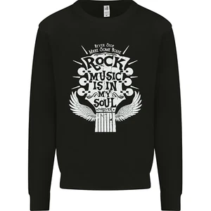 Rock Music is In My Soul Guitar Kids Sweatshirt Jumper - Picture 1 of 3
