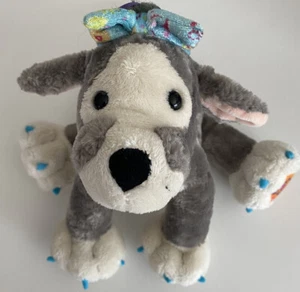 Poppi Puppy Dog Plush Stuffed Animal Soft Toy Gray Blue White Bow Groovy Girls - Picture 1 of 6