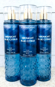 3 Bath & Body Works MIDNIGHT BLUE CITRUS Fine Fragrance Mist 8oz LOT/SET of 3